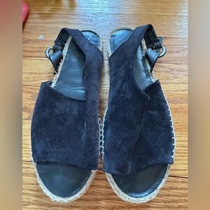 Vince Black Suede Espadrille Slingback Sandals